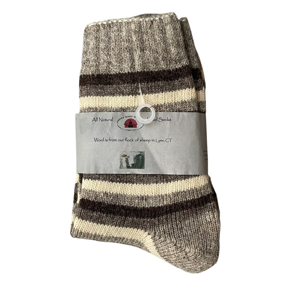 Sankow's Beaver Brook Farm Striped Wool Socks Handmade USA | Unisex Size Large